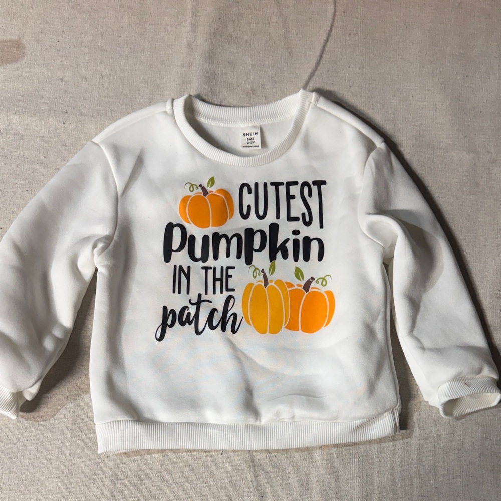 SHEIN White Sweatshirt with Pumpkin Print